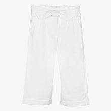 Load image into Gallery viewer, Dr. Kid Girls White Linen Wide Leg Trousers
