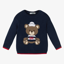 Load image into Gallery viewer, Dr. Kid Navy Blue Knitted Teddy Sweater
