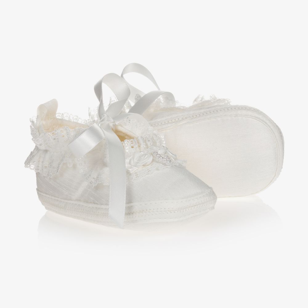 Early Days Baby Girls Ivory Silk Shoes