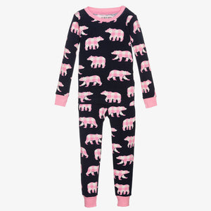 Little Blue House by Hatley Girls Navy Pink Bears Pyjamas