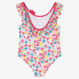 iDO Baby Girls Pink Floral Ruffle Swimsuit