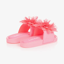 Load image into Gallery viewer, Lelli Kelly Girls Neon Pink Sparkle Flower Sliders
