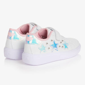Lelli Kelly Girls White & Pink Faux Leather Trainers