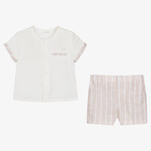 Load image into Gallery viewer, Mayoral Baby Boys Ivory &amp; Beige Linen Shorts Set
