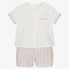 Load image into Gallery viewer, Mayoral Baby Boys Ivory &amp; Beige Linen Shorts Set
