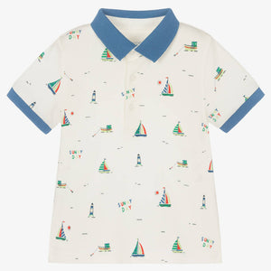 Mayoral Baby Boys Ivory Boat Cotton Polo Shirt
