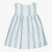Load image into Gallery viewer, Mayoral Baby Girls Green &amp; White Stripe Linen Dress
