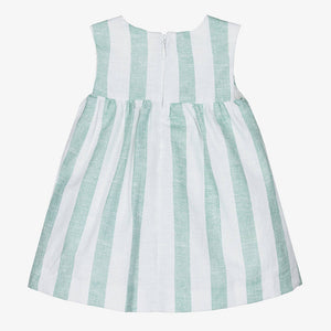 Mayoral Baby Girls Green & White Stripe Linen Dress