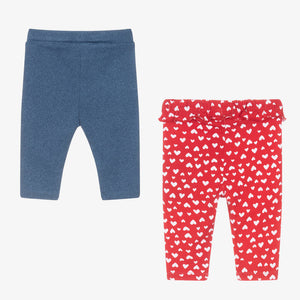 Mayoral Baby Girls Red & Blue Cotton Leggings (2 Pack)