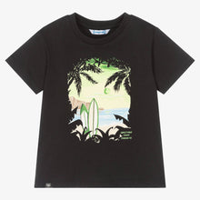 Load image into Gallery viewer, Mayoral Boys Black Cotton Surfboard T-Shirt
