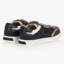 Load image into Gallery viewer, Mayoral Boys Blue &amp; Beige Leather Zip-Up Trainers
