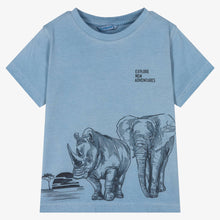 Load image into Gallery viewer, Mayoral Boys Blue Cotton Animal T-Shirt
