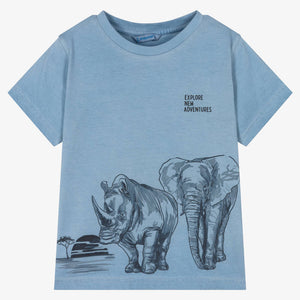 Mayoral Boys Blue Cotton Animal T-Shirt