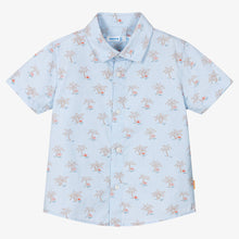 Load image into Gallery viewer, Mayoral Boys Blue Palm Tree Cotton Shirt
