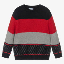 Load image into Gallery viewer, Mayoral Boys Blue &amp; Red Stripe Sweater
