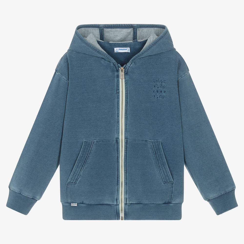 Mayoral Boys Blue Zip-Up Hooded Top