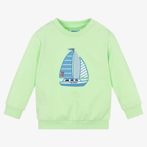 Mayoral Boys Green Boat Cotton Sweatshirt