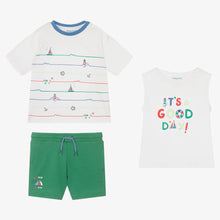 Load image into Gallery viewer, Mayoral Boys Green Cotton 3 Piece Shorts Set
