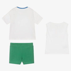 Mayoral Boys Green Cotton 3 Piece Shorts Set