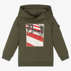 Mayoral Boys Green Cotton Hooded Top