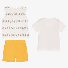 Load image into Gallery viewer, Mayoral Boys Ivory &amp; Orange Cotton Shorts Set
