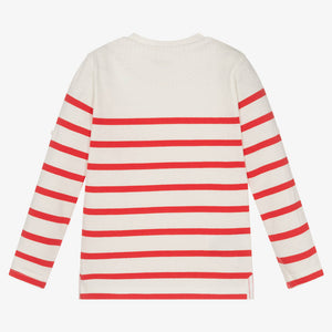 Mayoral Boys Ivory & Red Cotton Striped Top