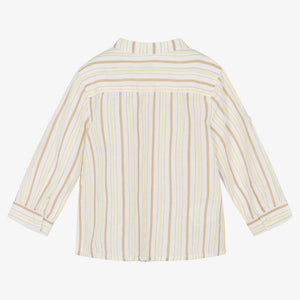 Mayoral Boys Ivory Stripe Cotton & Linen Shirt