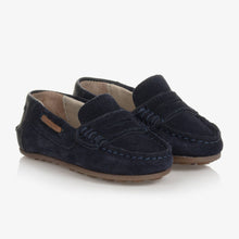 Load image into Gallery viewer, Mayoral Boys Navy Blue Suede Leather Moccasins
