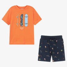Load image into Gallery viewer, Mayoral Boys Orange &amp; Blue Cotton Shorts Set
