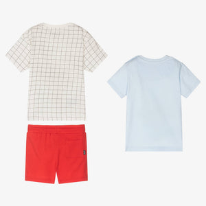 Mayoral Boys Red & Blue Cotton Shorts Set