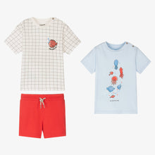 Load image into Gallery viewer, Mayoral Boys Red &amp; Blue Cotton Shorts Set
