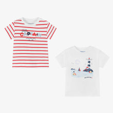 Load image into Gallery viewer, Mayoral Boys Red &amp; White Cotton T-Shirts (2 Pack)
