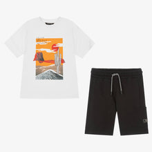 Load image into Gallery viewer, Mayoral Nukutavake Boys White &amp; Black Cotton Shorts Set
