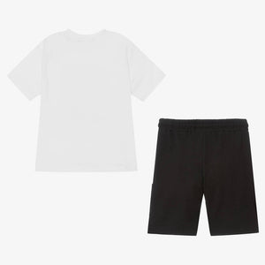 Mayoral Nukutavake Boys White & Black Cotton Shorts Set