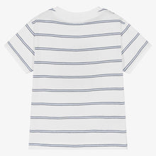 Load image into Gallery viewer, Mayoral Boys White &amp; Blue Stripe Cotton T-Shirt
