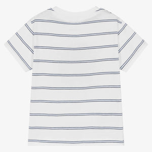 Mayoral Boys White & Blue Stripe Cotton T-Shirt