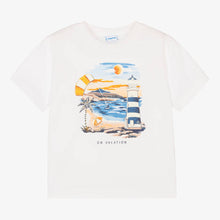 Load image into Gallery viewer, Mayoral Boys White Cotton Lighthouse T-Shirt
