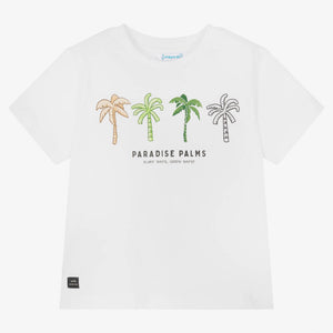Mayoral Boys White Cotton Palm Tree T-Shirt