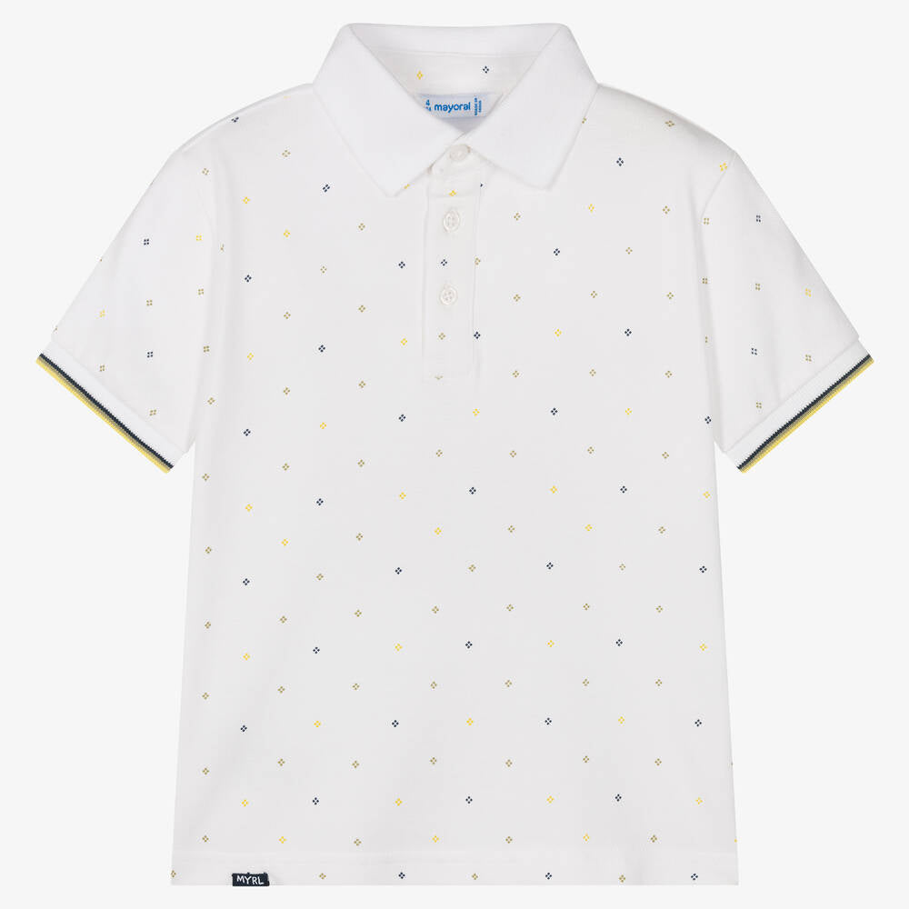 Mayoral Boys White Cotton Polo Shirt