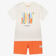 Load image into Gallery viewer, Mayoral Boys White &amp; Orange Cotton Shorts Set
