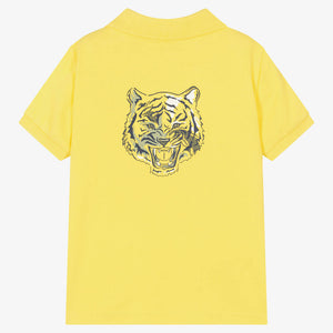Mayoral Boys Yellow Cotton Tiger Polo Shirt