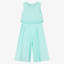 Load image into Gallery viewer, Mayoral Girls Aqua Blue Pleated Crpe Jumpsuit
