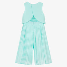 Load image into Gallery viewer, Mayoral Girls Aqua Blue Pleated Crpe Jumpsuit

