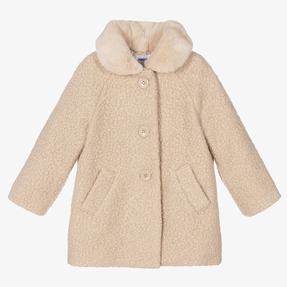 Mayoral Girls Beige Boucl Coat