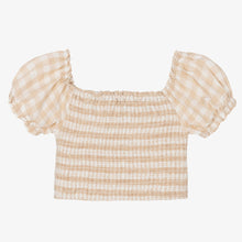 Load image into Gallery viewer, Mayoral Girls Beige Gingham Blouse
