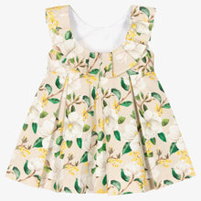 Load image into Gallery viewer, Mayoral Girls Beige Pleated Floral Dress
