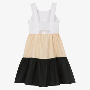 Mayoral Girls Black & Beige Tiered Dress