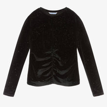 Load image into Gallery viewer, Mayoral Girls Black Sparkly Velour Top
