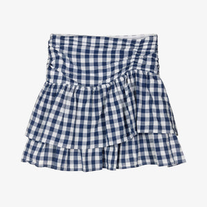 Mayoral Girls Blue Gingham Cotton Ruffle Skirt