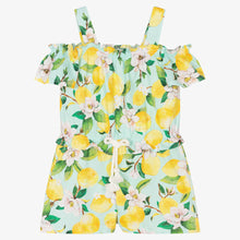 Load image into Gallery viewer, Mayoral Girls Blue Lemon Print Cotton Playsuit
